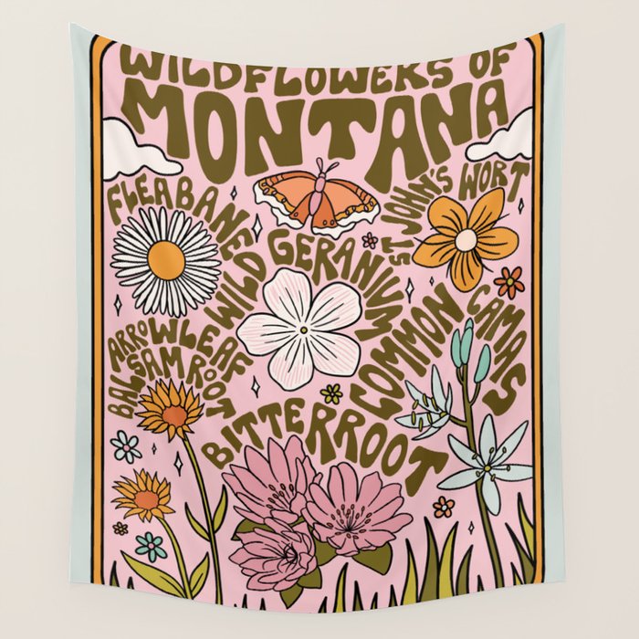 Montana Wildflowers Wall Tapestry Gallery Image 4