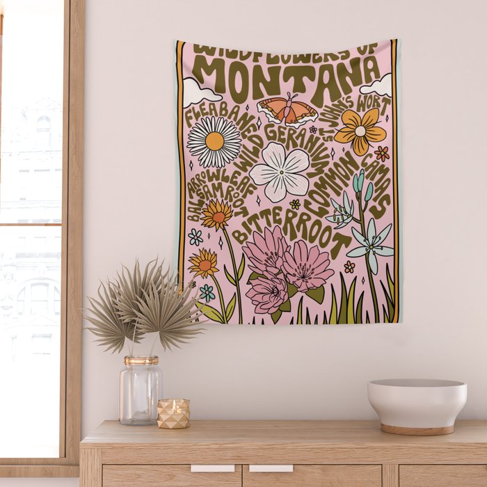 Montana Wildflowers Wall Tapestry Gallery Image 2