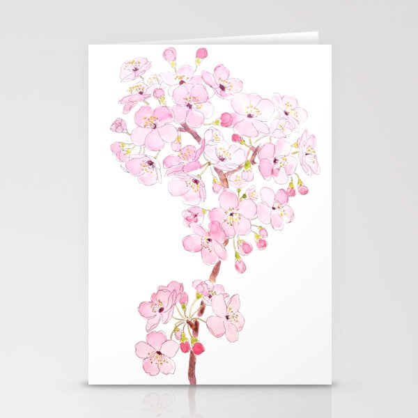 cherry blossom ink and watercolor 1 Stationery Card Gallery Image 1