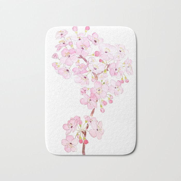 cherry blossom ink and watercolor 1 Bath Mat Gallery Image 1