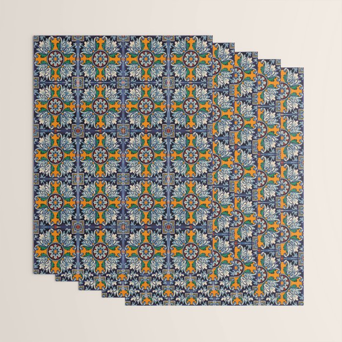 Mandala mexican talavera tile ceramic mosaic Wrapping Paper Gallery Image 3