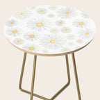 white daisy pattern watercolor Side Table Gallery Image 2
