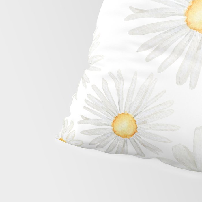 white daisy pattern watercolor Pillow Sham Gallery Image 4