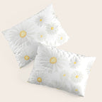 white daisy pattern watercolor Pillow Sham Gallery Image 3