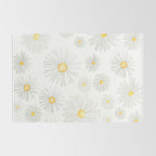 white daisy pattern watercolor Rug Gallery Image 2