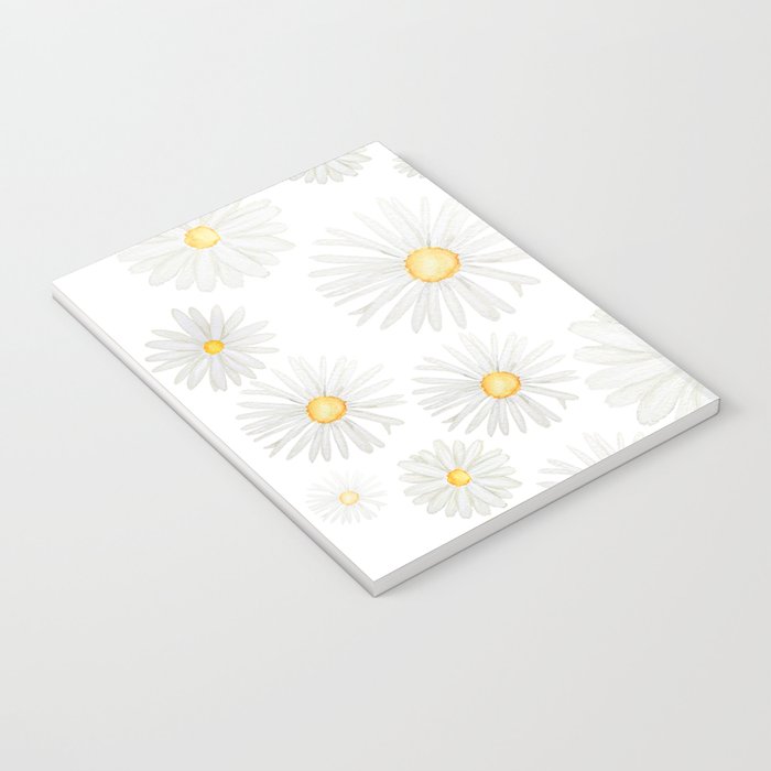 white daisy pattern watercolor Notebook Gallery Image 3
