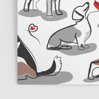 Woof endless love // white background red hearts continuous lined pair of dog breeds Poster Gallery Image 3