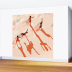 Free Spirits, Children Wild Child Parenthood, Kids Freedom Human Rights Equality, Eclectic Beach Ocean Play Shadows Light Sand Concept Painting Wall Mural Gallery Image 2