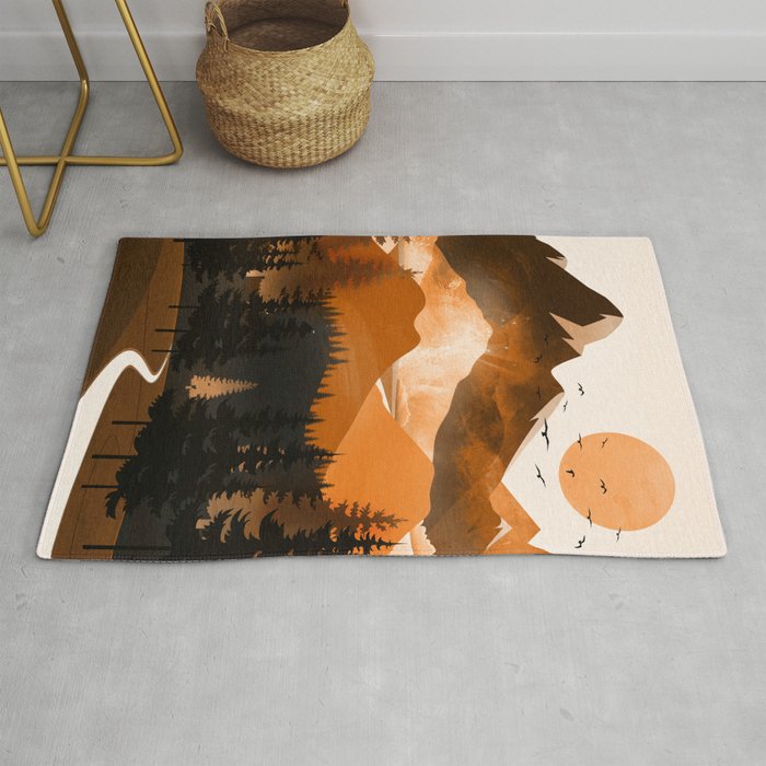 Sunshine over the peaceful mountainside Rug Gallery Image 1
