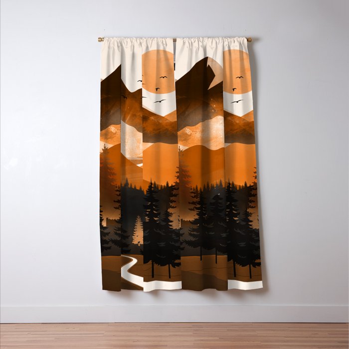 Sunshine over the peaceful mountainside Window Curtain Gallery Image 3