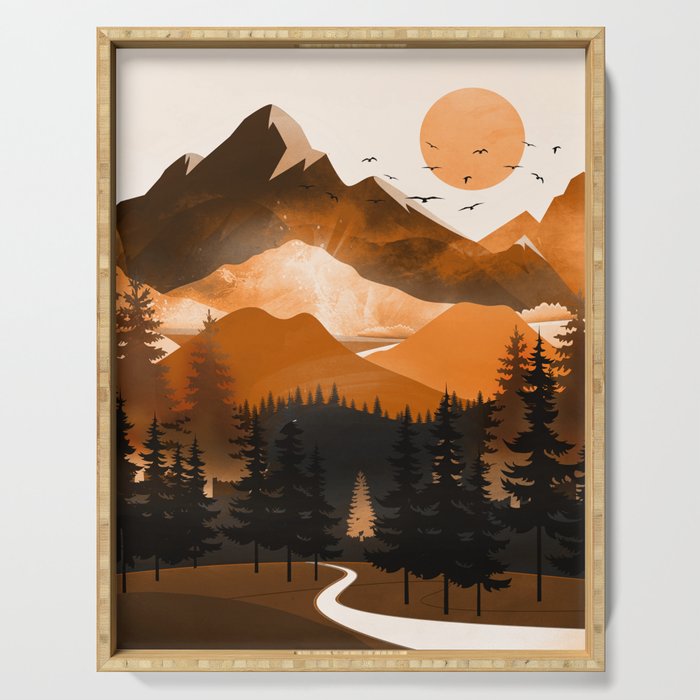 Sunshine over the peaceful mountainside Serving Tray Gallery Image 1