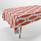 Coastal Fish Retro Pattern in Red Orange and Light Blue Tablecloth Gallery Image 1