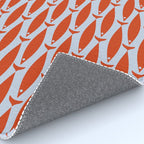 Coastal Fish Retro Pattern in Red Orange and Light Blue Rug Gallery Image 4