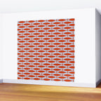 Coastal Fish Retro Pattern in Red Orange and Light Blue Wall Mural Gallery Image 2