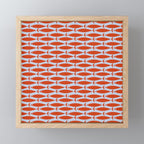 Coastal Fish Retro Pattern in Red Orange and Light Blue Mini Art Print Gallery Image 1