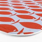 Coastal Fish Retro Pattern in Red Orange and Light Blue Bath Mat Gallery Image 3