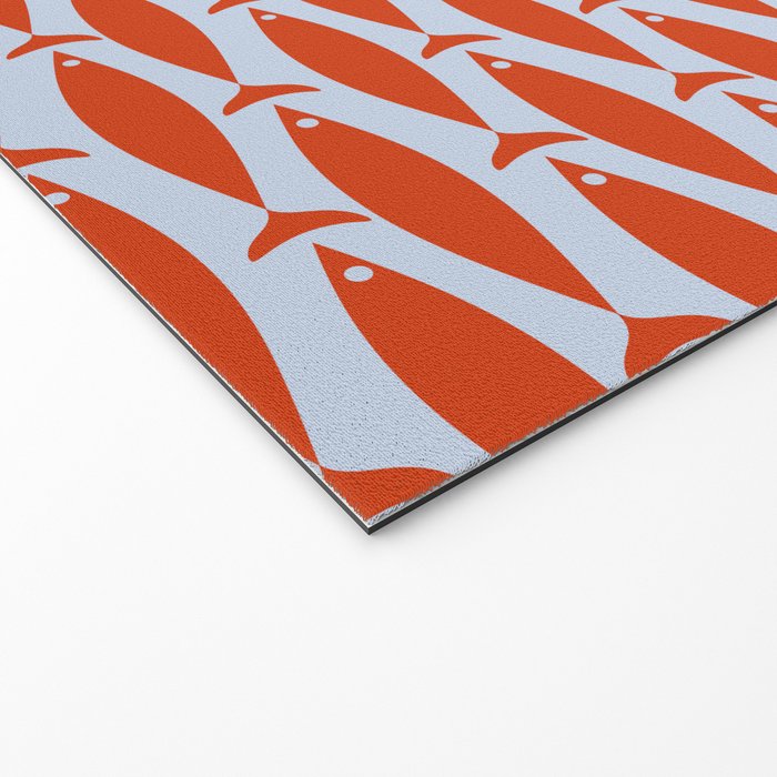 Coastal Fish Retro Pattern in Red Orange and Light Blue Welcome Mat Gallery Image 2