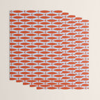 Coastal Fish Retro Pattern in Red Orange and Light Blue Wrapping Paper Gallery Image 3