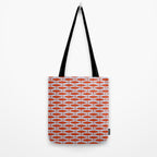 Coastal Fish Retro Pattern in Red Orange and Light Blue Tote Bag Gallery Image 2