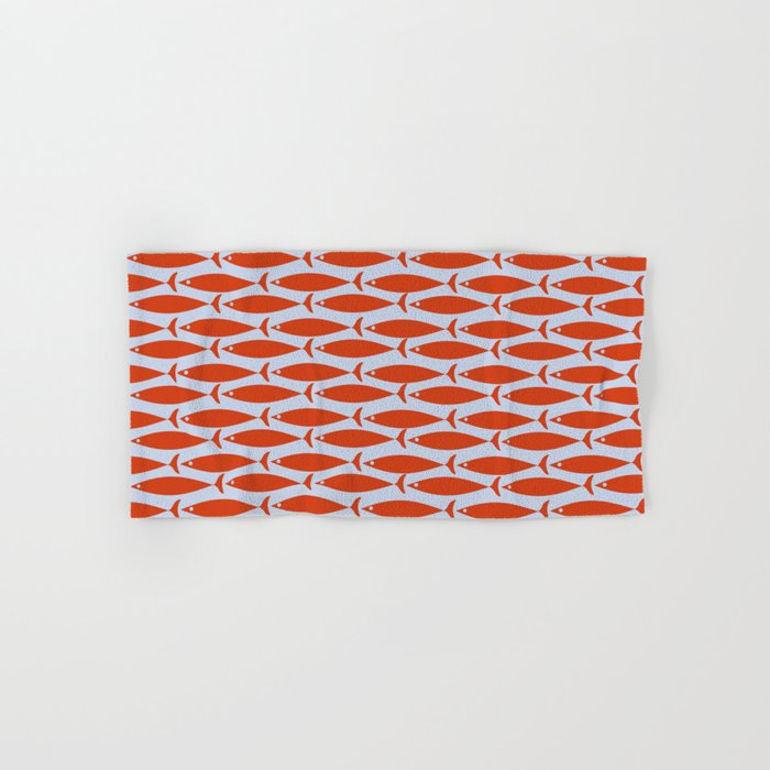 Coastal Fish Retro Pattern in Red Orange and Light Blue Bath Towel Gallery Image 1