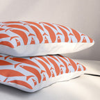 Coastal Fish Retro Pattern in Red Orange and Light Blue Pillow Sham Gallery Image 3