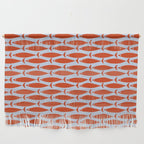 Coastal Fish Retro Pattern in Red Orange and Light Blue Wall Hanging Gallery Image 1