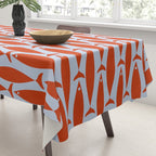 Coastal Fish Retro Pattern in Red Orange and Light Blue Tablecloth Gallery Image 3