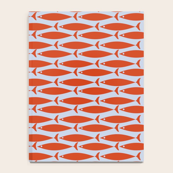 Coastal Fish Retro Pattern in Red Orange and Light Blue Notebook Gallery Image 4