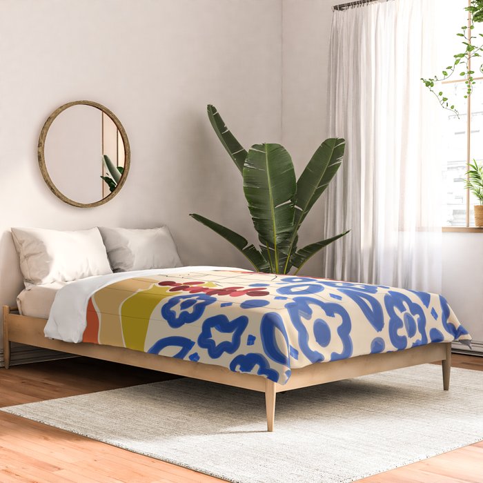Trends, Bohemian Abstract Matisse Woman, Fashion Grapes Eclectic Illustration, Colorful Boho Contemporary Modern  Comforter Gallery Image 2