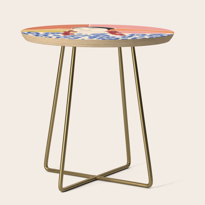 Trends, Bohemian Abstract Matisse Woman, Fashion Grapes Eclectic Illustration, Colorful Boho Contemporary Modern  Side Table Gallery Image 1