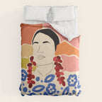 Trends, Bohemian Abstract Matisse Woman, Fashion Grapes Eclectic Illustration, Colorful Boho Contemporary Modern  Comforter Gallery Image 6