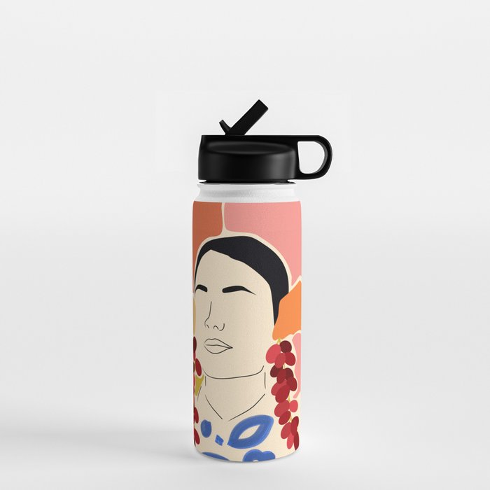 Trends, Bohemian Abstract Matisse Woman, Fashion Grapes Eclectic Illustration, Colorful Boho Contemporary Modern  Water Bottle Gallery Image 1