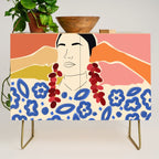 Trends, Bohemian Abstract Matisse Woman, Fashion Grapes Eclectic Illustration, Colorful Boho Contemporary Modern  Credenza Gallery Image 1