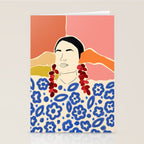 Trends, Bohemian Abstract Matisse Woman, Fashion Grapes Eclectic Illustration, Colorful Boho Contemporary Modern  Stationery Card Gallery Image 2