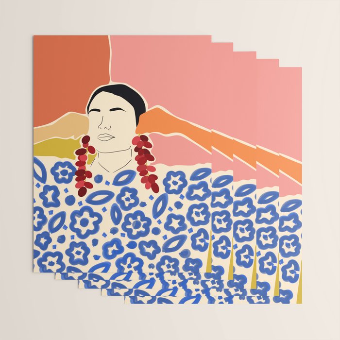 Trends, Bohemian Abstract Matisse Woman, Fashion Grapes Eclectic Illustration, Colorful Boho Contemporary Modern  Wrapping Paper Gallery Image 3
