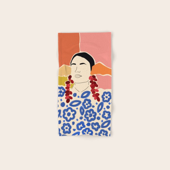 Trends, Bohemian Abstract Matisse Woman, Fashion Grapes Eclectic Illustration, Colorful Boho Contemporary Modern  Bath Towel Gallery Image 1
