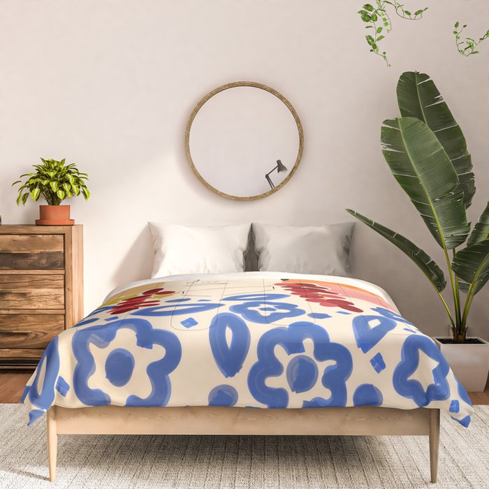Trends, Bohemian Abstract Matisse Woman, Fashion Grapes Eclectic Illustration, Colorful Boho Contemporary Modern  Comforter Gallery Image 3