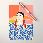 Trends, Bohemian Abstract Matisse Woman, Fashion Grapes Eclectic Illustration, Colorful Boho Contemporary Modern  Wrapping Paper Gallery Image 1