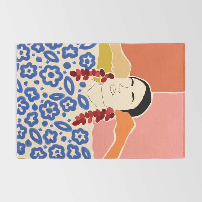 Trends, Bohemian Abstract Matisse Woman, Fashion Grapes Eclectic Illustration, Colorful Boho Contemporary Modern  Rug Gallery Image 2