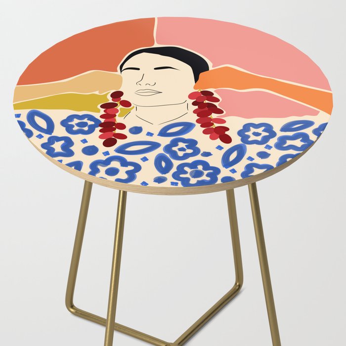 Trends, Bohemian Abstract Matisse Woman, Fashion Grapes Eclectic Illustration, Colorful Boho Contemporary Modern  Side Table Gallery Image 2