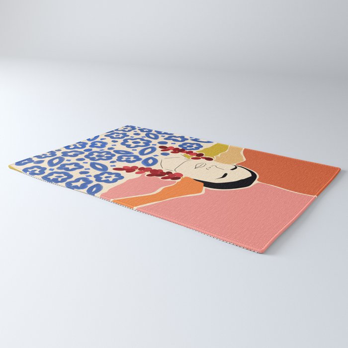 Trends, Bohemian Abstract Matisse Woman, Fashion Grapes Eclectic Illustration, Colorful Boho Contemporary Modern  Rug Gallery Image 3