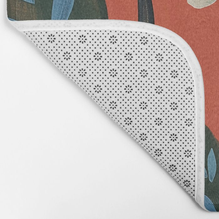 Terracotta Abstract Daisy Flowers Bath Mat Gallery Image 2