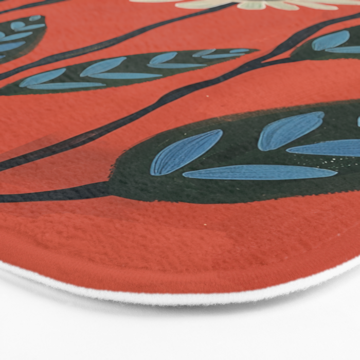 Terracotta Abstract Daisy Flowers Bath Mat Gallery Image 3