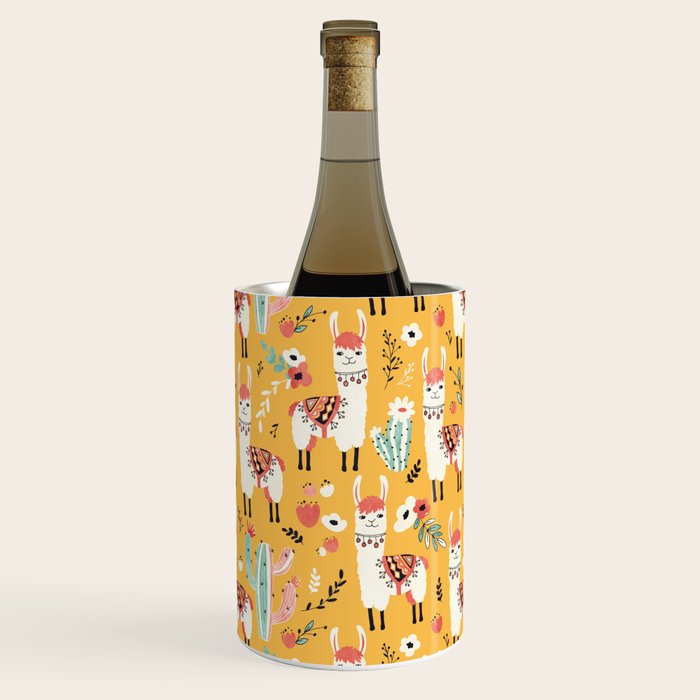 White Llama with flowers Wine Chiller Gallery Image 3