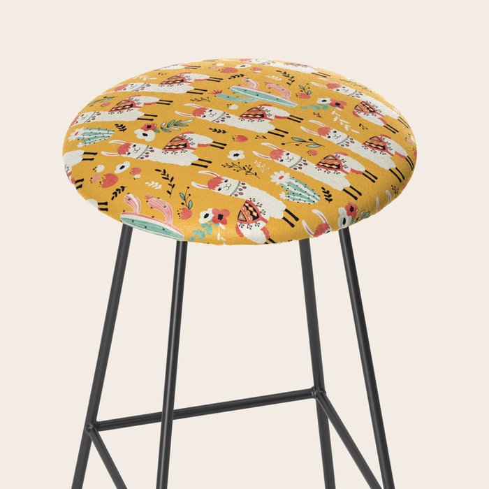 White Llama with flowers Stool Gallery Image 2