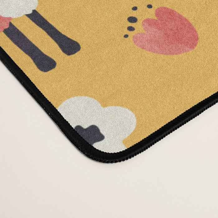 White Llama with flowers Desk Mat Gallery Image 4