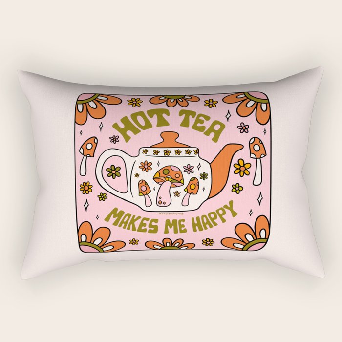 Hot Tea Makes Me Happy Rectangular Pillow Gallery Image 1