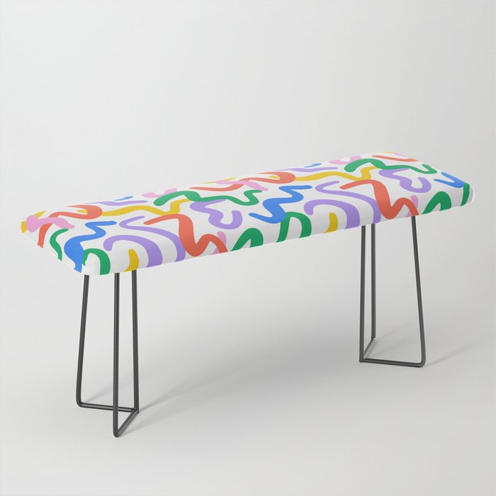 Fun colorful abstract line doodle pattern Bench Gallery Image 1