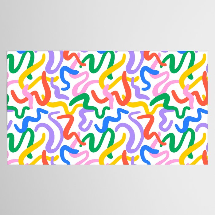 Fun colorful abstract line doodle pattern Tablecloth Gallery Image 2