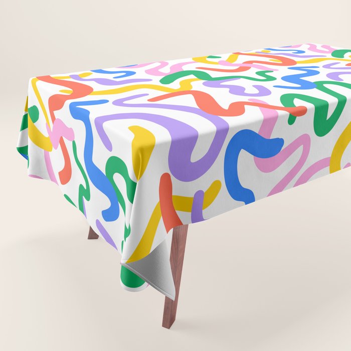 Fun colorful abstract line doodle pattern Tablecloth Gallery Image 1